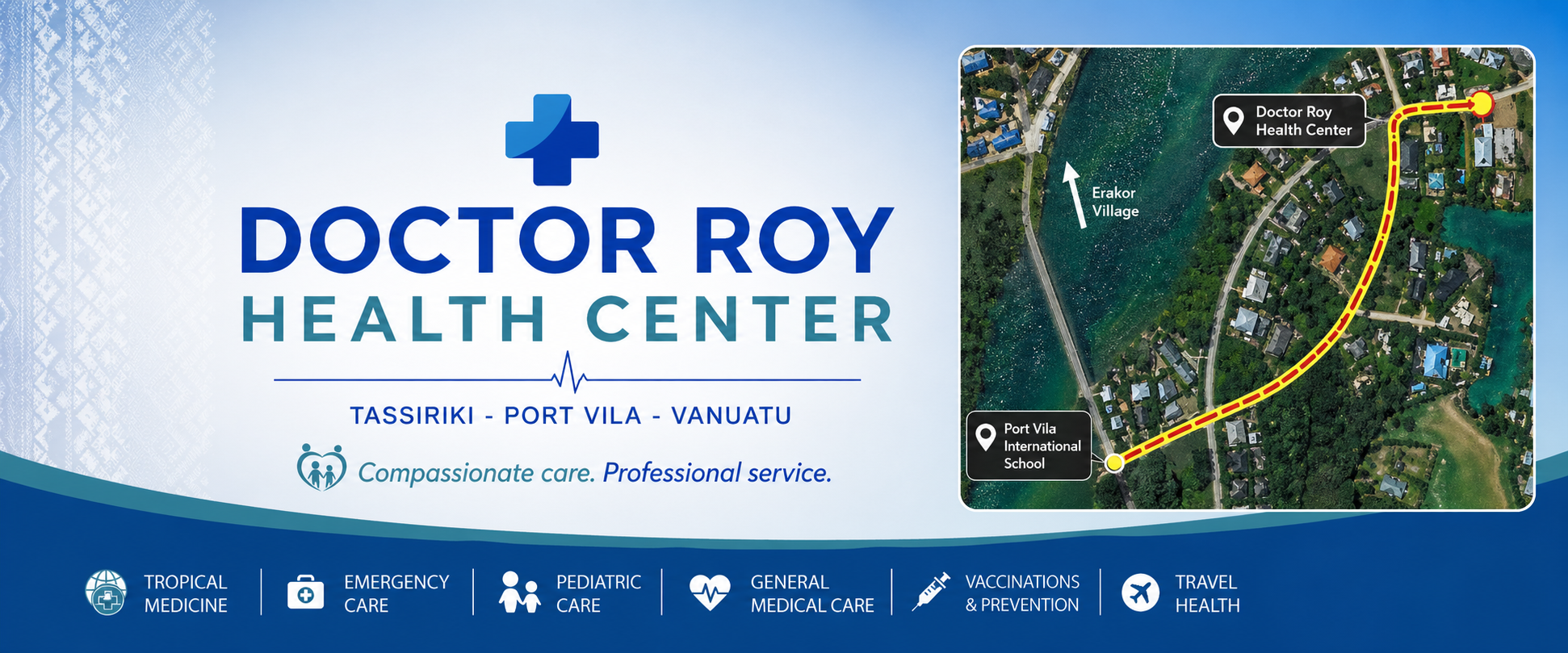 Map to Dr Roy Health Center in Tassiriki, Port Vila